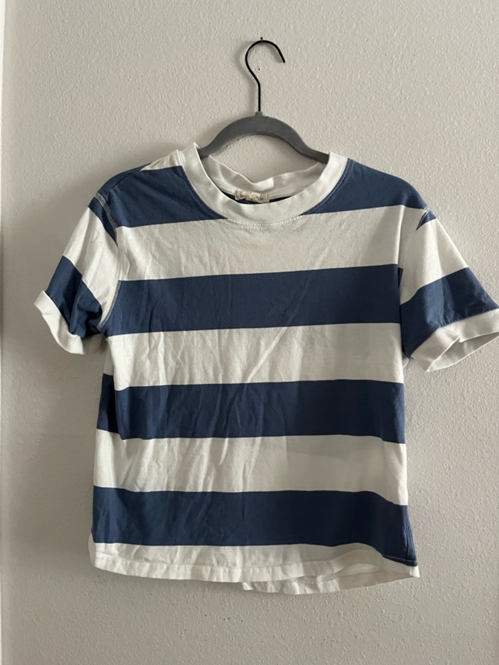 Shop Stevie Navy and White Horizontal Stripe Tee Size Medium